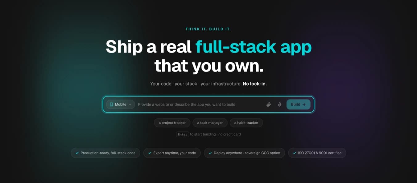 Choose new project with mobile app